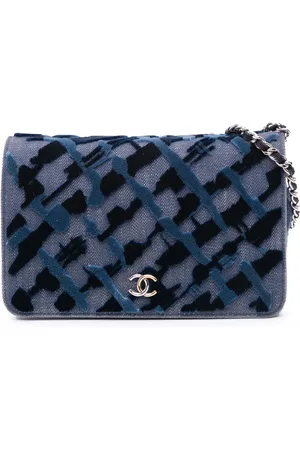 CHANEL 2017-2018 Denim and Velvet Wallet On Chain