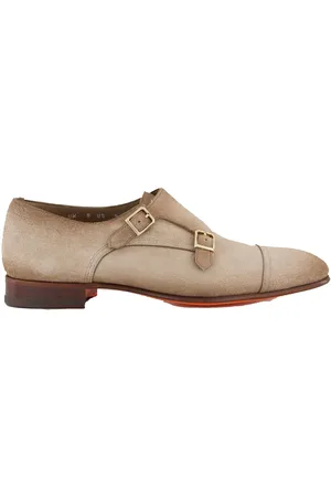 santoni Heren Double Buckle Loafer Beige