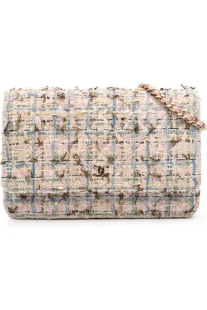 CHANEL 2019 Quilted Boucle Tweed Charm Wallet On Chain