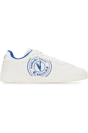 VERSACE White fabric sneakers