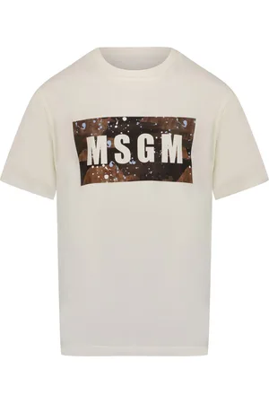 Msgm Kinder Jongens T-Shirt In Off White