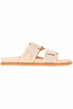 Moncler Pink leather and fabric sandals