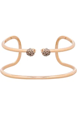 Alexander McQueen Double Skull Thin Raw Bangle Bracelet