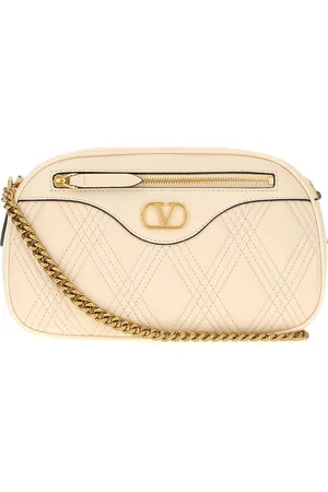 VALENTINO Ivory nappa leather Quiltie 67 crossbody bag