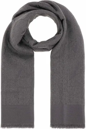 VALENTINO Dark grey wool blend scarf