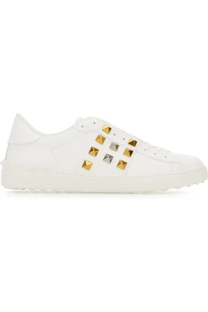 VALENTINO White leather Rockstud sneakers