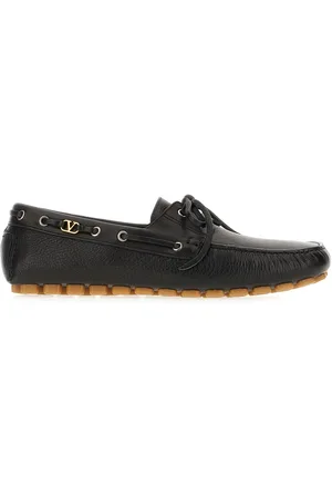 VALENTINO Black leather Driver Fastaway loafers