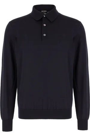 Ermenegildo Zegna Midnight blue cashmere blend polo shirt