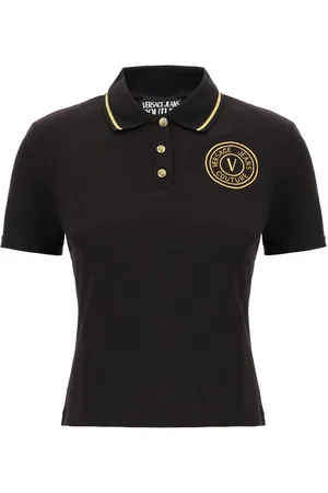 VERSACE Black piquet polo shirt
