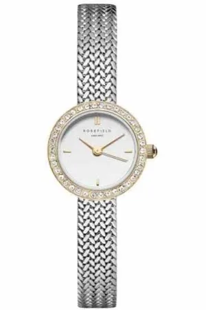 ROSEFIELD Horloge MWSMG-M06 Mini Small Edit Crystal Staal Bi-color Quartz met Witte Wijzerplaat en Zirkonia