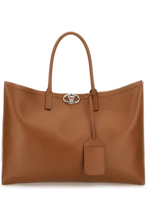 VALENTINO Brown leather medium VLogo Locker shopping bag