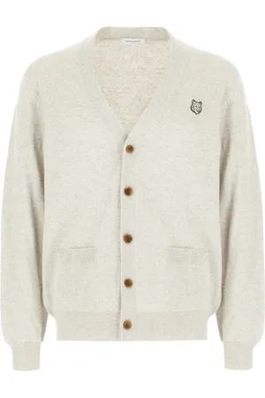 Maison Kitsuné Melange light grey wool cardigan