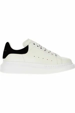 Alexander McQueen White leather sneakers with black suede heel