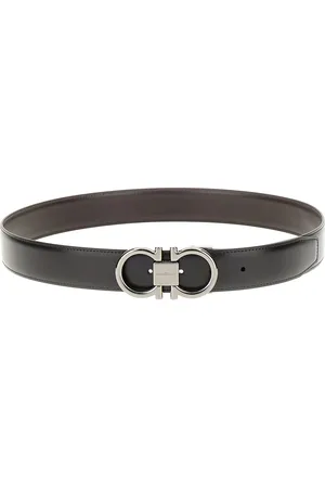 Salvatore Ferragamo Black leather reversible belt