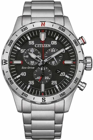 Citizen Horloge AT2520-89E Staal Eco-drive Chronograaf 100m Waterdicht met Grijze Wijzerplaat 43mm