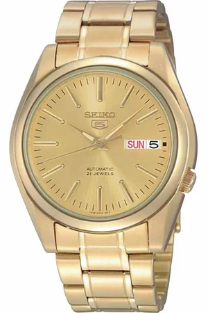 Seiko Horloge SNKL48K1 5 Staal met Geelgouden Plating Automaat met Geelgouden Wijzerplaat 37mm
