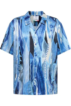Carlo Colucci Knit Print Shirt Blue Multi