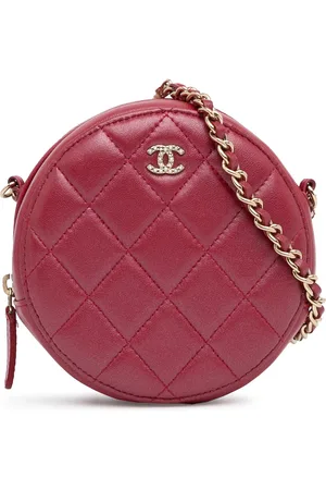 CHANEL 2020 Quilted Lambskin Round Pearl Clutch with Chain