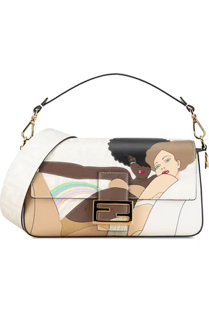 Fendi 2010-2023 Zucca Graphic Print Coated Canvas Bikini Girls Baguette Satchel