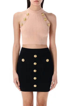 Balmain 6 Btn Halter Neck Top Rosa