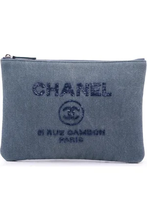 CHANEL 2017-2018 Medium Denim Sequin Deauville O Case Clutch