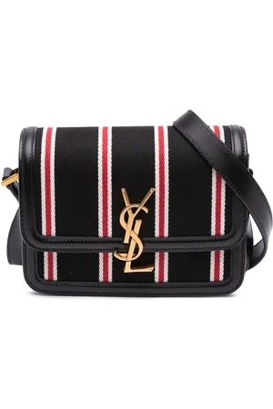 Saint Laurent 2021 Small Canvas Striped Solferino Satchel In Box
