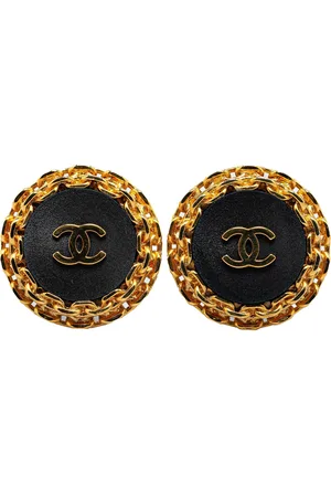 CHANEL Gold Plated CC Clip On Earrings