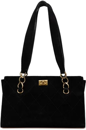 CHANEL 2002-2003 CC Suede Caviar Stitched Tote