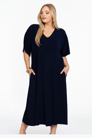 Yoek Jurk met V-hals PLISSE | Blauw | Maat 38/40