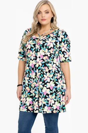 Yoek Tunic wide bottom strings OPAL | Zwart | Maat 38/40
