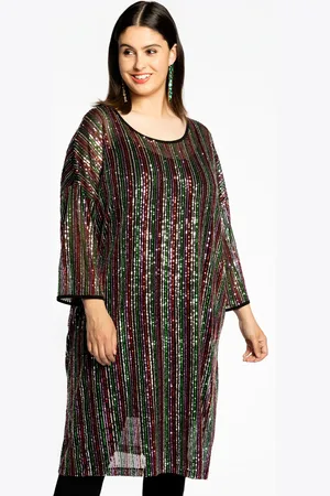 Yoek Jurk met pailletten RAINBOW | Zwart | Maat 38/40