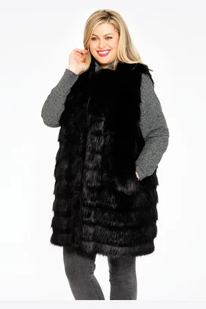 Yoek Bodywarmer fake fur | Zwart | Maat 42