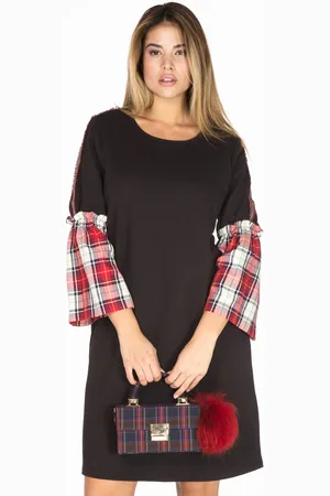 Yoek Dress-sweat check cuffs | Zwart | Maat 38