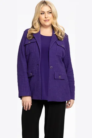 Yoek Blazer met zakken BOUCLE | Paars | Maat 38/40