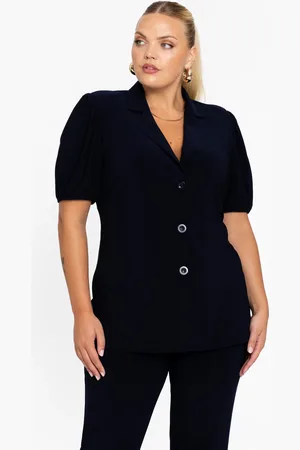 Yoek Blazer kort met pofmouw | Blauw | Maat 38/40