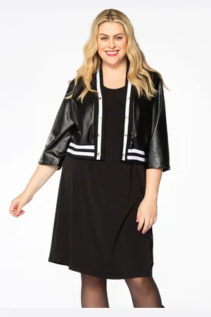 Yoek Jacket cropped LEATHER | Zwart | Maat 40