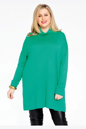 Yoek Pullover wijd met col | Groen | Maat 38/40