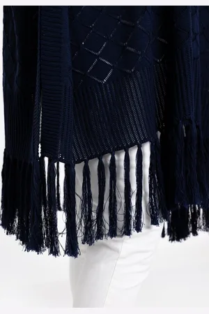 Yoek Poncho KNIT | Blauw | Maat 38/40