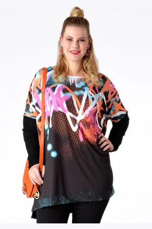 Yoek Wijd shirt graffiti | Zwart | Maat S