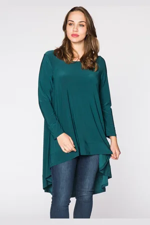 Yoek Tunic longer back | Groen | Maat 38