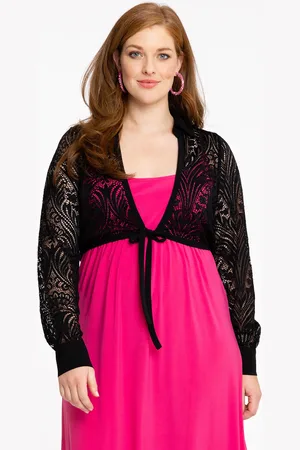 Yoek Bolero met kant | Zwart | Maat 38/40