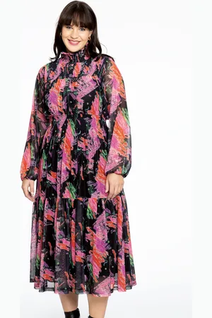 Yoek Jurk met gesmokte hals SCRATCH | Zwart | Maat 38/40