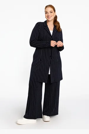 Yoek Pantalon loose fit PINSTRIPE | Blauw | Maat 38/40