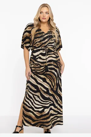 Yoek Jurk met steentjes PANTHERA | Bruin | Maat 38/40
