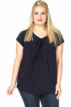 Yoek Shirt wide drape neck | Blauw | Maat S