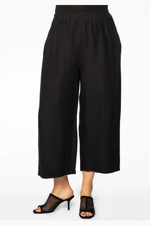 Yoek Wijde broek linnen | Zwart | Maat 38/40