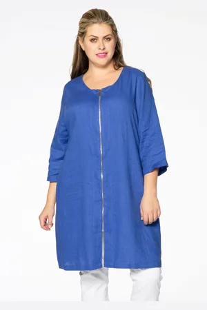 Yoek Blouse-jasje rits linnen | Licht Blauw | Maat 38/40