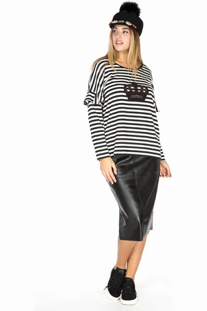 Yoek Imitatieleren rok | Zwart | Maat S