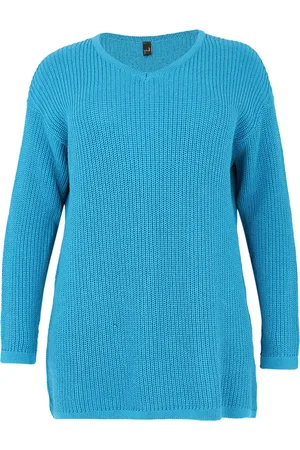 Yoek Pullover V-neck KNIT ECO | Turquoise | Maat 38/40