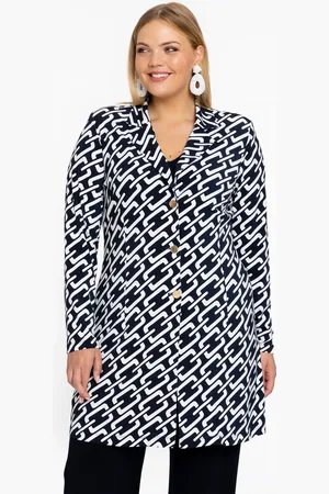 Yoek Blazer lang COLLIER | Blauw | Maat 42/44